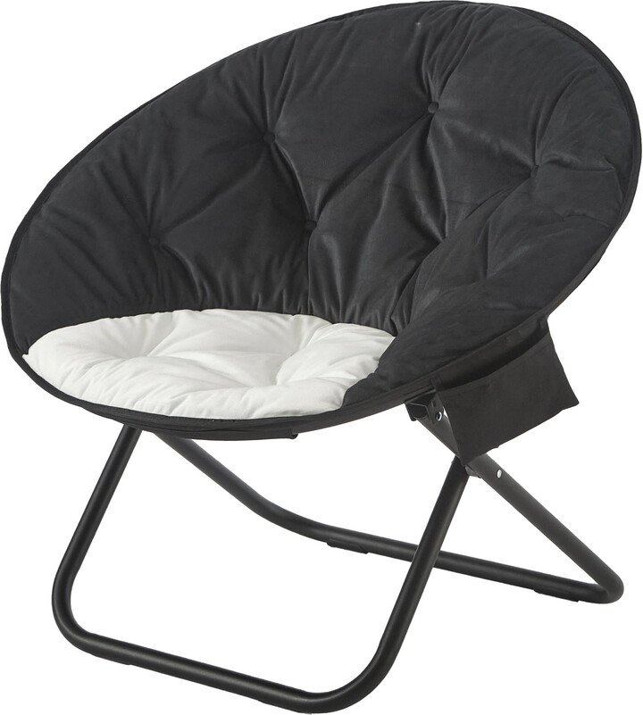 Urban Shop Colorblock Saucer Chair, Black/White, Perfect for Adults and Teens