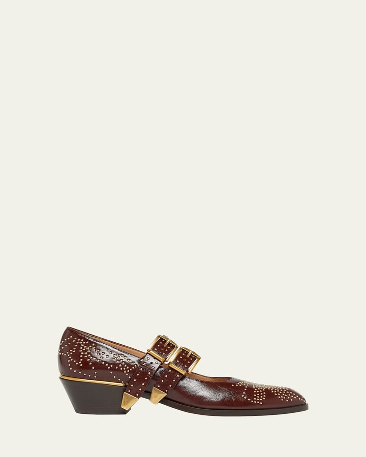 Chloé Susanna Studded Leather Mary Jane Pumps