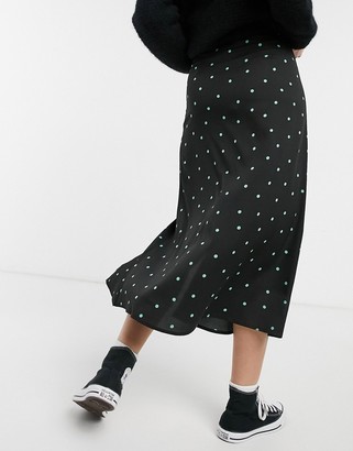 Wednesday's Girl midaxi skirt with front split in scattered spot co-ord