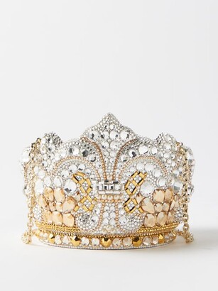 Judith Leiber Crown Jewels Crystal-embellished Clutch Bag - White Gold