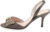 Thumbnail for your product : Kate Spade Miva Satin Crystal Bow Sandal, Gray