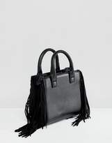 Thumbnail for your product : Bershka fringe black crossbody bag in black