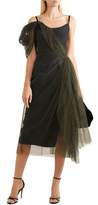 Thumbnail for your product : Carolina Herrera Flocked Silk-faille Midi Dress