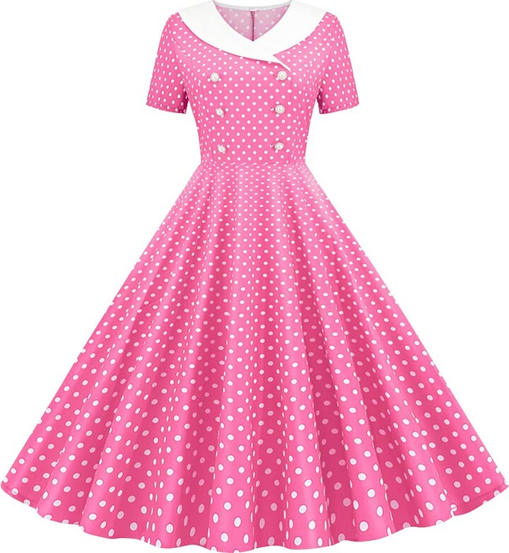 FYMNSI 1950s Vintage Polka Dot Dresses for Women 50's 60's