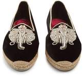 Thumbnail for your product : Christian Louboutin Noemie Playa Embroidered Velvet Espadrilles - Womens - Black