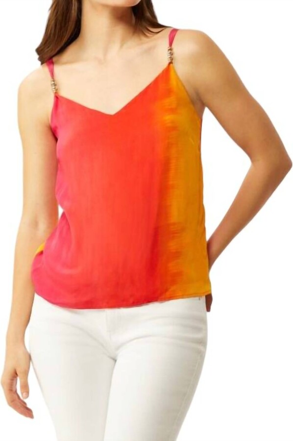 Ecru Cruz Cami With Beads In Mauritius Rainbow