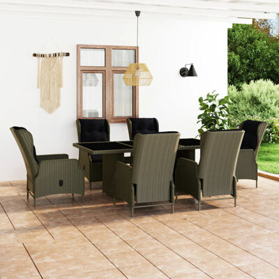 Red Barrel Studio Patio Dining Table and Chairs Set Poly Rattan