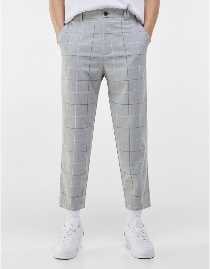 Bershka loose fit smart pants in gray - ShopStyle Chinos & Khakis