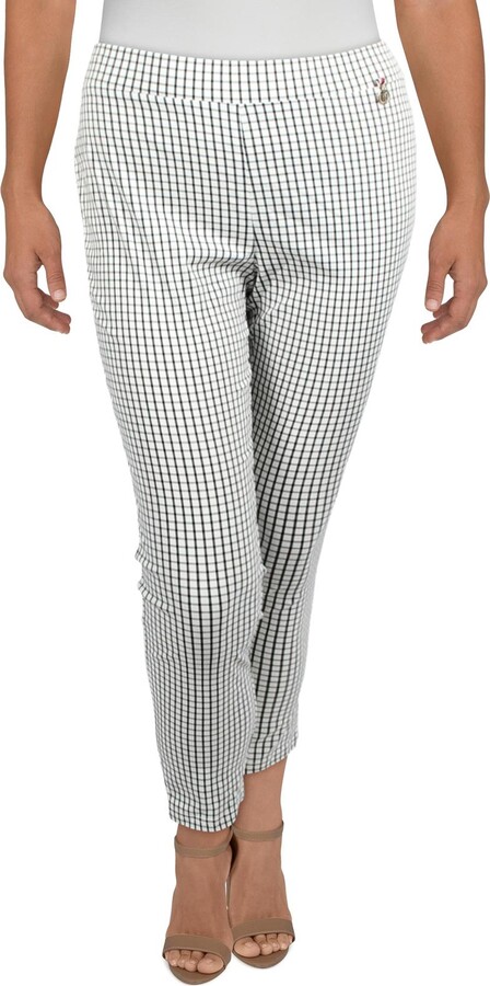 Tommy Hilfiger Womens Plaid Pull On Straight Leg Pants - ShopStyle