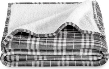 Bare Home Printed Sherpa Fleece Blanket - Warm & Lightweight - Soft Plush Blanket - Reversible