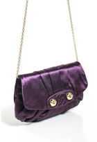 Thumbnail for your product : Henri Bendel NWOT Dark Purple Satin Magnetic Button Closure Small Clutch Handbag