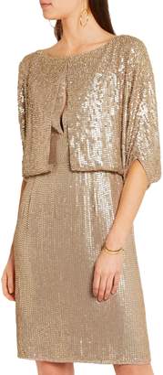 Jenny Packham Layered Sequined Silk-georgette Dress