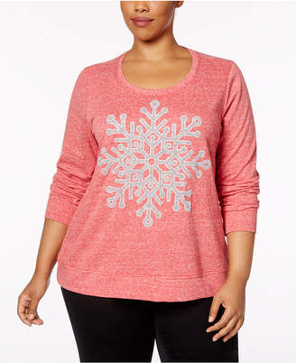 Style&Co. Style & Co Plus Size Embellished Graphic Sweatshirt, Created for Macy's