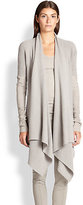 Thumbnail for your product : Donna Karan Suede-Sleeve Cashmere Cardigan
