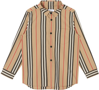 Burberry Boy's Fredrick Icon Stripe Long-Sleeve Shirt, Size 3-14