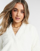 Thumbnail for your product : Moon River teddy wrap over jumper in white