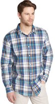 Thumbnail for your product : Just A Cheap Shirt white and blue and orange plaid cotton long sleeve shirt