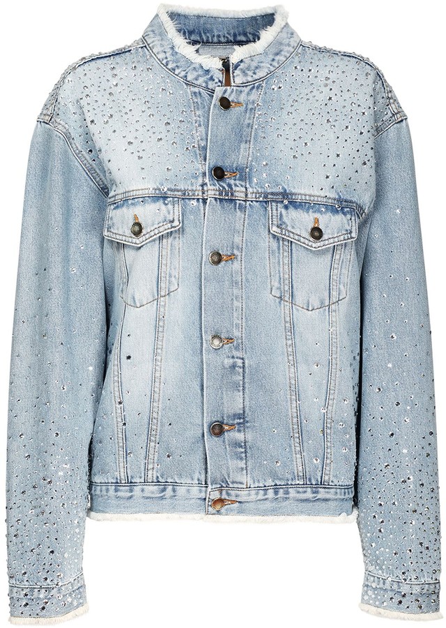 oversized embellished denim jacket