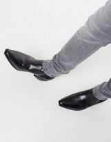Thumbnail for your product : ASOS DESIGN cuban heel western chelsea boots in black faux leather with angular sole