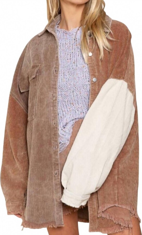 POL Shacket Jacket Top In Brown