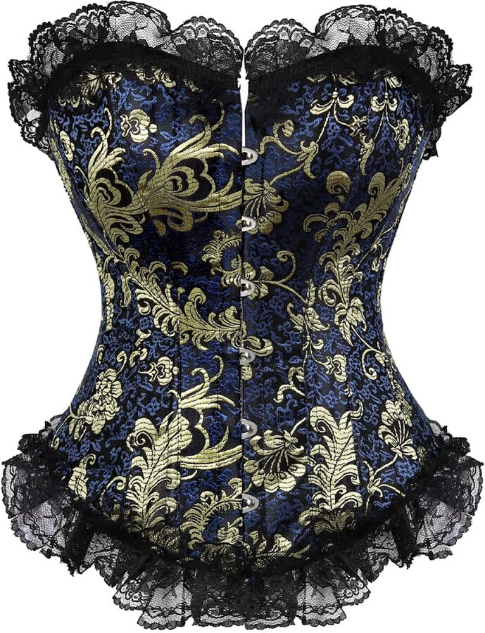 Grebrafan Glitter Corset Shapewear Plus Size Palace Bustier Brocade (UK