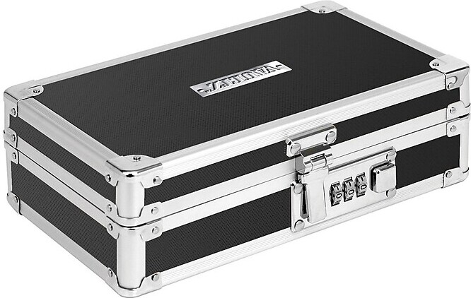 Vaultz® Locking Mini Cash Box with Tray, 2.75" x 8.5" x 5.5", Black (VZ00304)