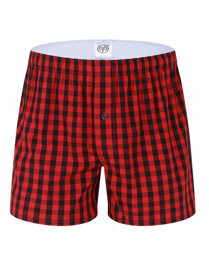 Tao Mens Woven Boxer Shorts Underwear Trunks Check Plaid Underpants