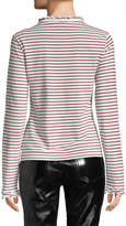 Thumbnail for your product : Derek Lam 10 Crosby Striped Long-Sleeve Ruffle Tee