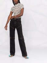 Thumbnail for your product : Ottolinger Floral-Embroidered Logo-Print Blouse