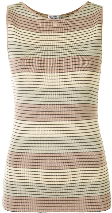 Chanel Pre Owned 1998 Striped Knitted Top - ShopStyle