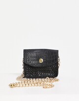 Thumbnail for your product : Truffle Collection micro mini croc belt bag with chain in black