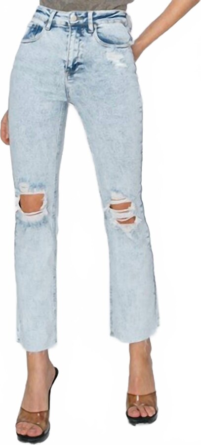 RISEN Billie High Rise Distressed Ankle Jeans In Acid Light