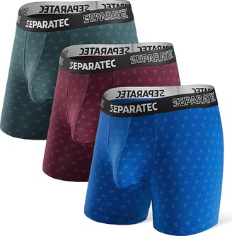 Separatec Men's Dual Pouch Underwear Comfort Soft Premium Cotton Modal Blend Boxer Briefs 3 Pack 
