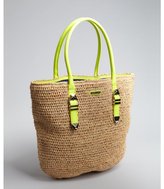 Thumbnail for your product : Rebecca Minkoff neon yellow patent leather handle straw 'Boyfriend' tote bag