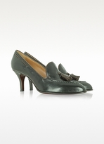 Thumbnail for your product : Fratelli Rossetti Hunter Green Leather Mid-Heel Pump