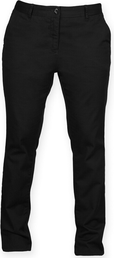 Front Row Womens/Ladies Cotton Rich Stretch Chino Trousers (XS) (Black) -  ShopStyle