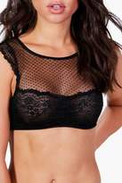 Thumbnail for your product : boohoo Ella Spot Mesh + Lace Crop