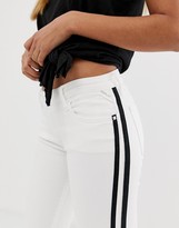 Thumbnail for your product : Replay white cropped bootcut jeans with black stripe