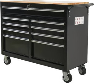 GearGlide Black Multi-Tool Cart With Wheels 46'' W Steel Bottom Rollaway Chest with Wheels