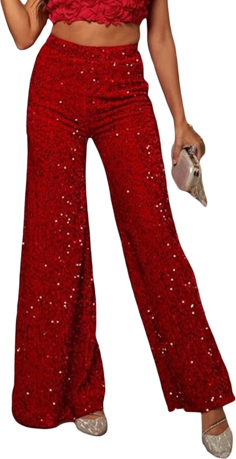 I See Fire Red High Waisted Wide Leg Trousers