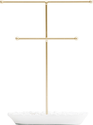 TJMAXX Floral Rouche Double T Bar Jewelry Stand, Gold