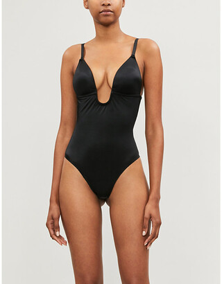 Spanx Suit Your Fancy low back thong smoothing plunge bodysuit in