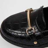 Thumbnail for your product : River Island Girls black croc embossed snaffle loafers