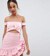 Thumbnail for your product : ASOS DESIGN Petite mini skater with peek a boo twist dress
