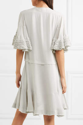 Chloé Ruffled Crepe Mini Dress - Gray