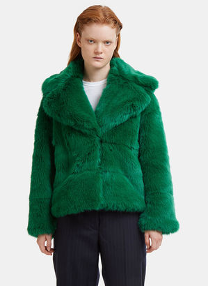 MSGM Oversized Faux Fur Jacket in Green