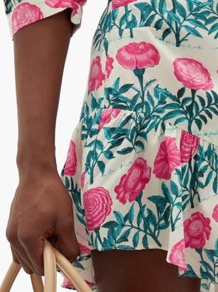 Adriana Degreas Flore Floral-print Silk-crepe Dress - Pink Print