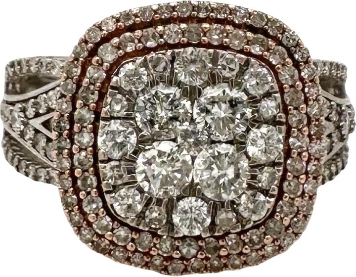 Diamond Double Cushion Frame Split Shank Bridal Set, Rose & White Gold, Sizable