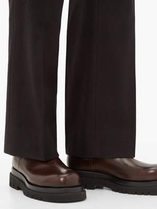 Bottega Veneta Exaggerated Sole Leather Mid Calf Boots - Mens - Dark Brown