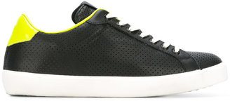 Leather Crown neon detail lace-up sneakers - men - Cotton/Leather/rubber - 40